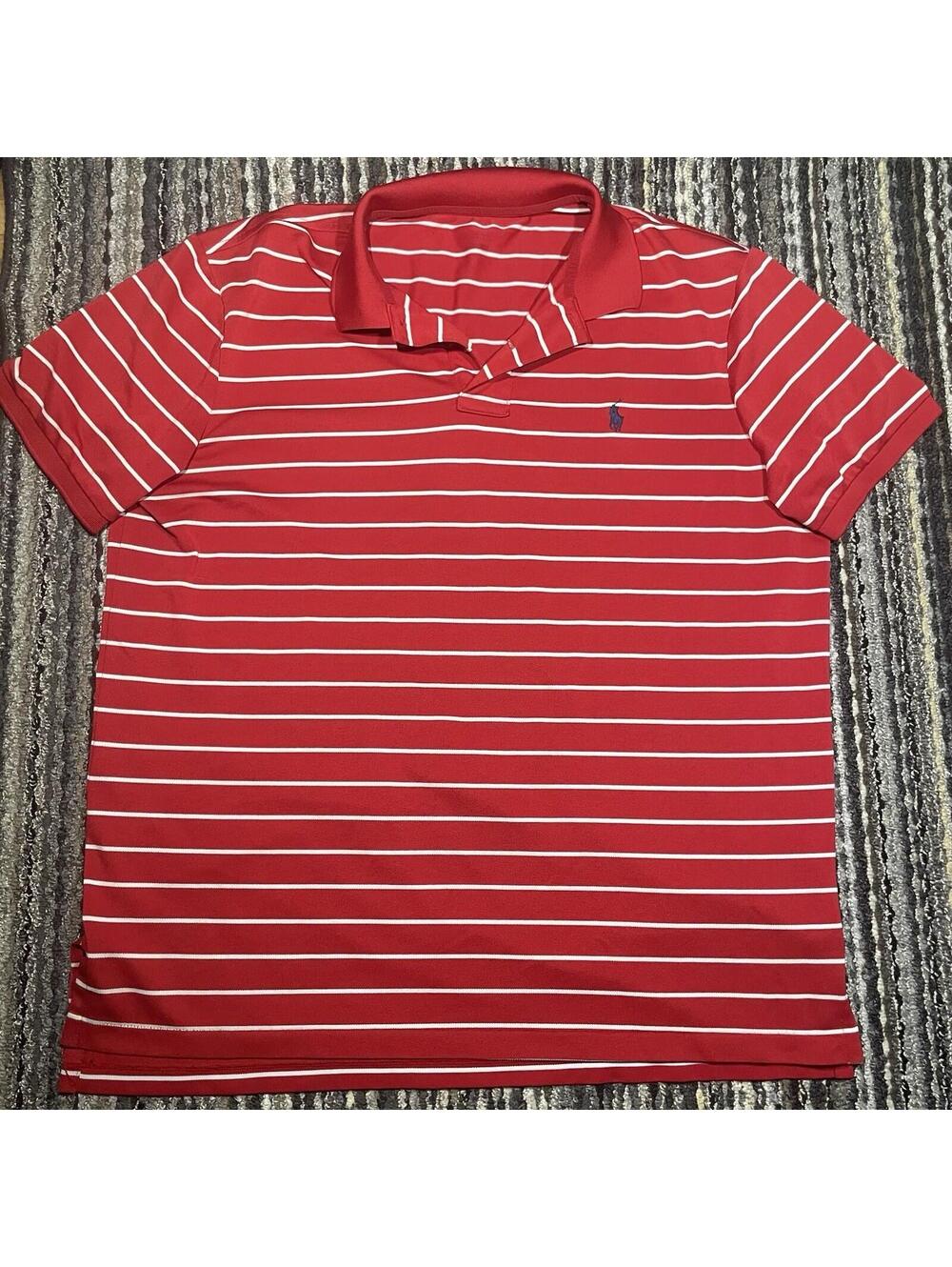 Polo Ralph Lauren Performance Shirt Mens XL Red Striped Golf Stretch